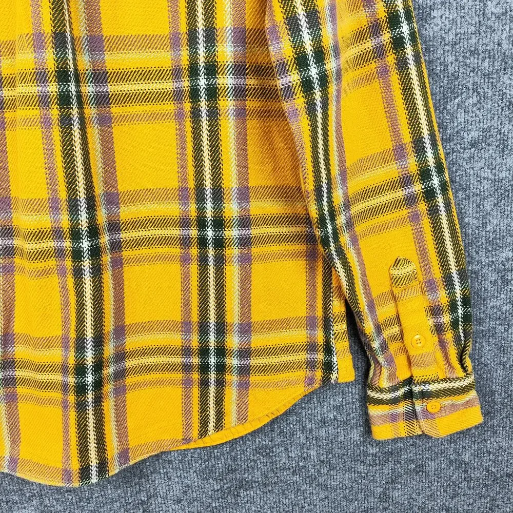 North Face Shirt Mens Medium Yellow Plaid Flannel Button Front Long Sleeve